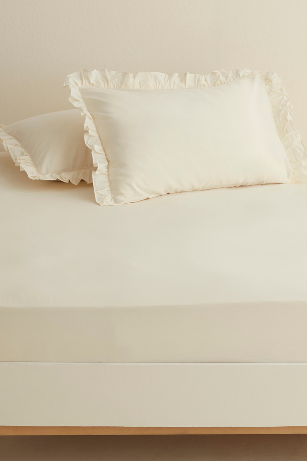 Σεντόνι μονόχρωμο Basic 100% βαμβακερό εκρού - 1