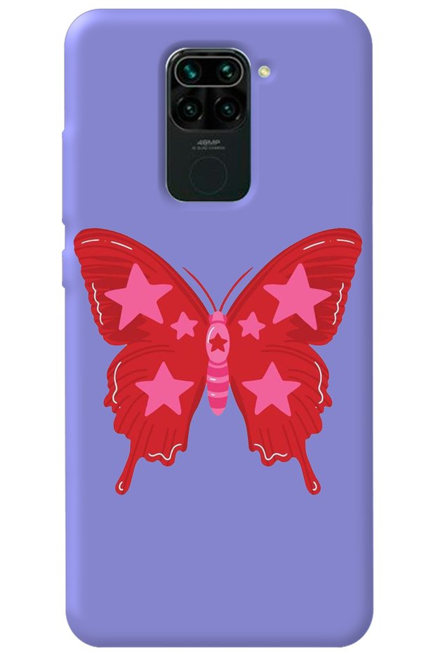 Xiaomi Redmi Note 9 Lilac Velvet Butterfly Girl Power Patterned Silicone Phone Case