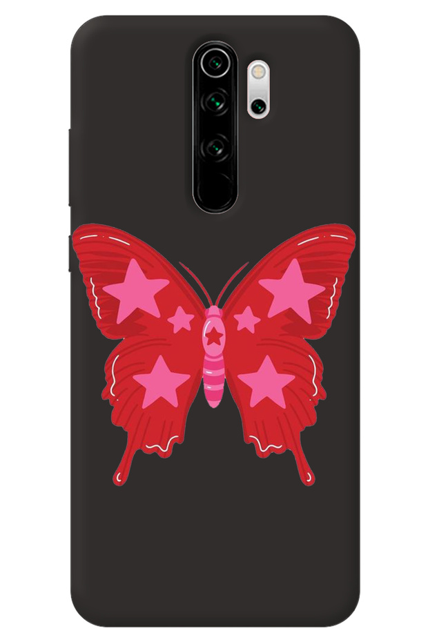 Xiaomi Redmi Note 8 Pro Black Inside Velvet Butterfly Girl Power Patterned Silicone Phone Case
