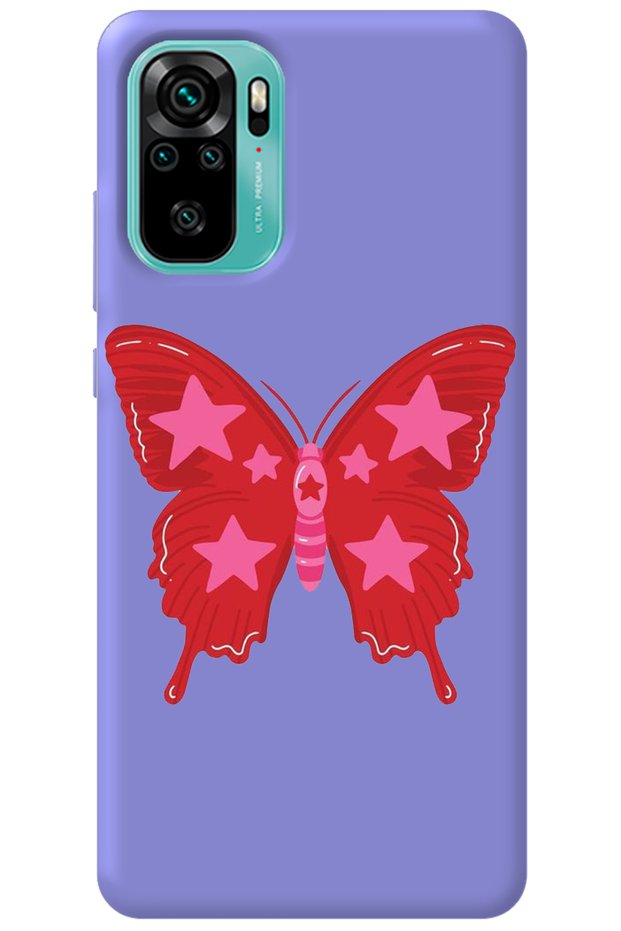 Xiaomi Redmi Note 10S Lilac Velvet Butterfly Girl Power Patterned Silicone Phone Case