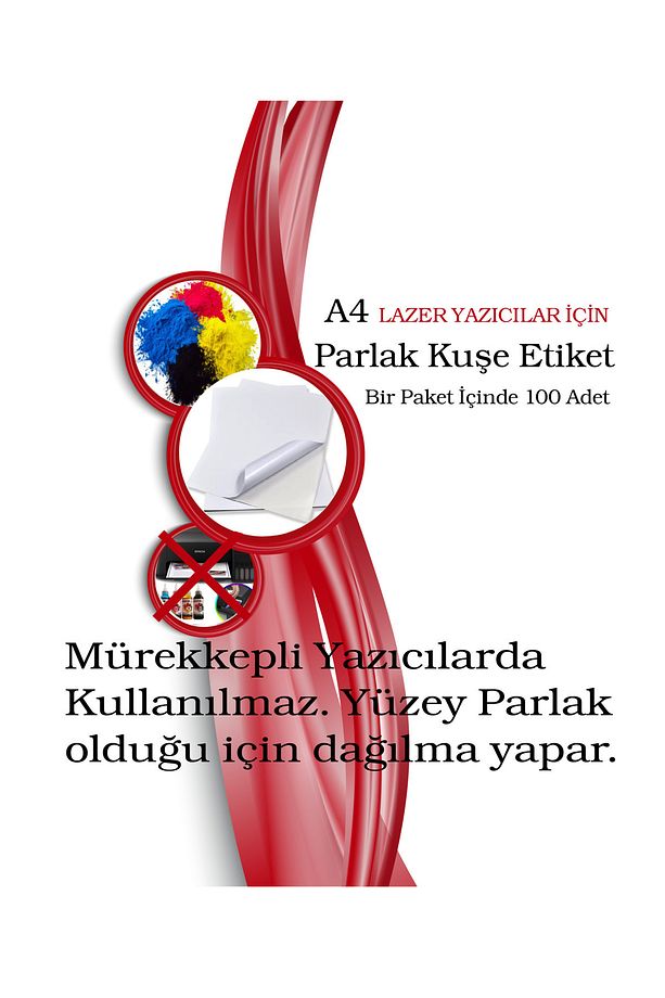 Çözüm Kağıt 100 Adet Yapışkanlı Etiket Parlak Kuşe A4 Ebat - 3