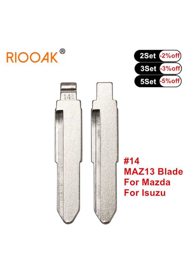 10pcs Replacement Car Key Blade #14 MAZ13 Metal Blank Uncut Key Blade Flip KD VVDI Remote Key For...