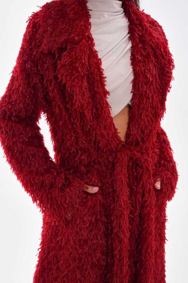 معطف طويل من ريش الطيور - 4