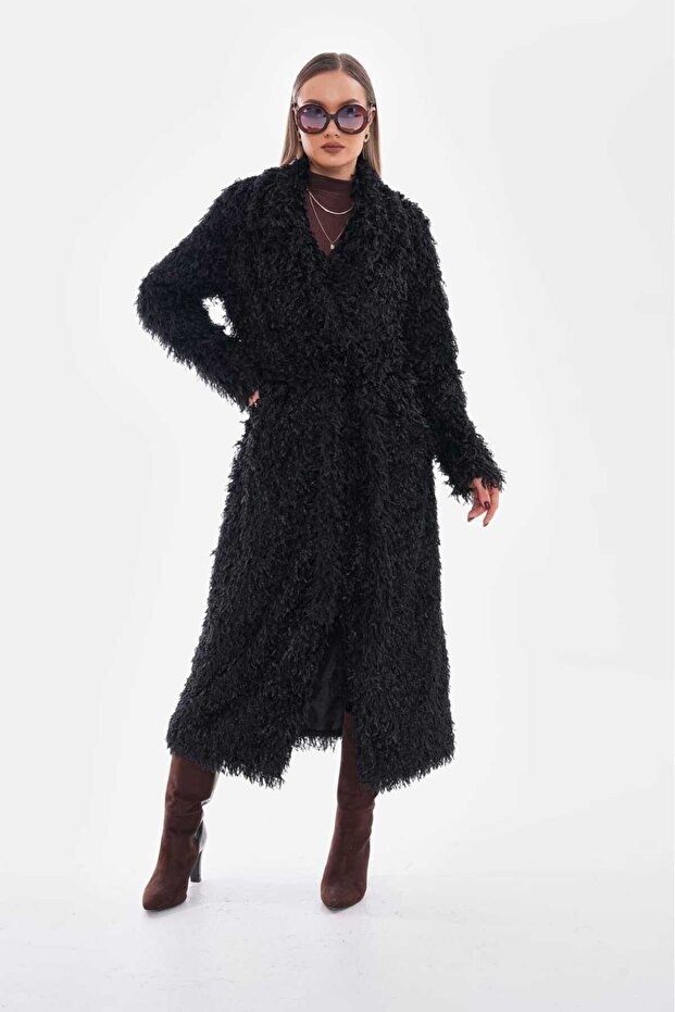 معطف طويل من ريش الطيور - 6