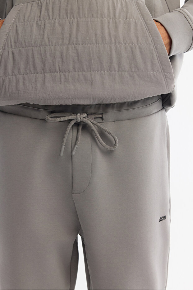 Erkek Gri Beli Lastikli Bağcıklı Elastan Regular Fit Eşofman Altı A42Y3410 - 5