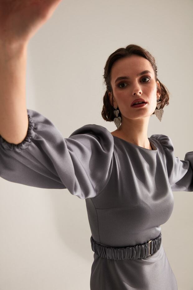 Heleny speciální design šedé zásnubní šaty - 2