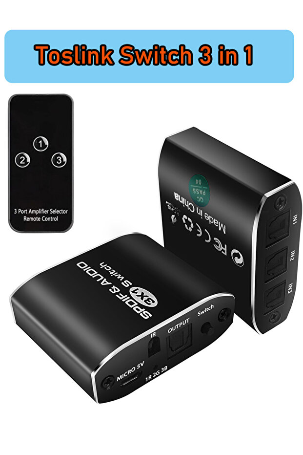 Check note 3 in 1 out switch Digital optical audio Switch Splitter 5.1CH Toslink SPDIF Coaxial Audio - 8