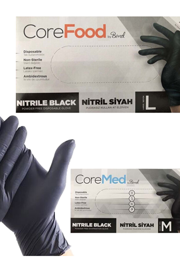 Siyah Nitril Eldiven L - 1