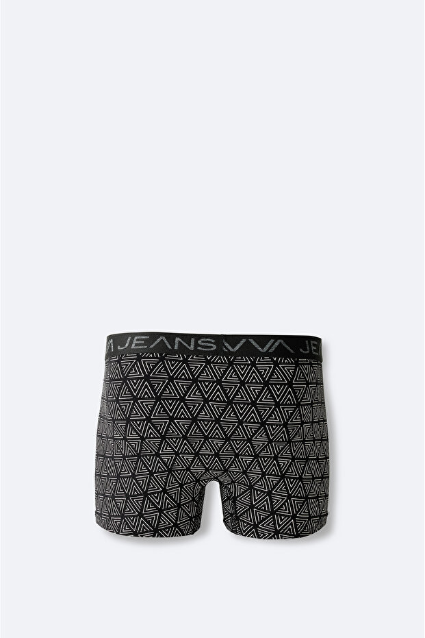 Erkek Siyah Desenli Pamuklu Tekli Regular Fit Boxer A42Y9532 - 2