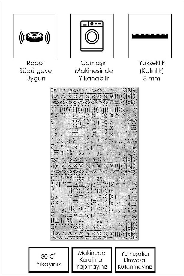 Dijital Baskı Yıkanabilir Kaymaz Taban Mutfak Halısı Salon Halısı Ve Yolluk - 5