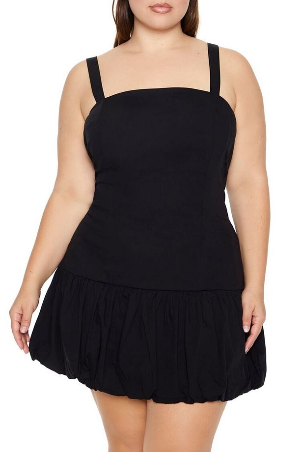 Plus Size Poplin Mini Elbise - 1