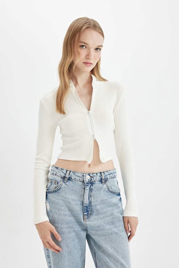 D5124 Fitted Dik Yaka Fitilli Kaşkorse Hırka - 3