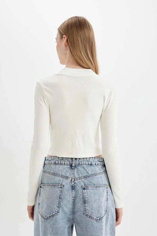 D5124 Fitted Dik Yaka Fitilli Kaşkorse Hırka - 6