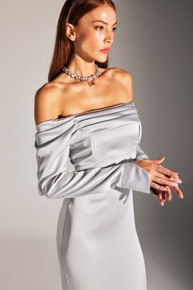 NOVÉ CLARA Nízká sukně mořské panny ŠEDÉ večerní šaty - 4