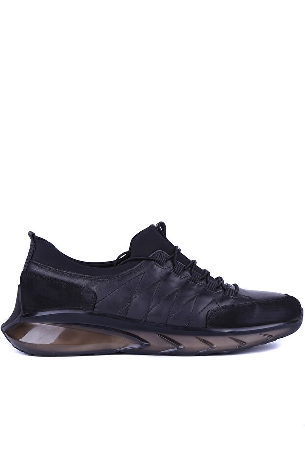 - Black Genuine Leather Men's Air Sole Casual Shoes 9743 - 6956