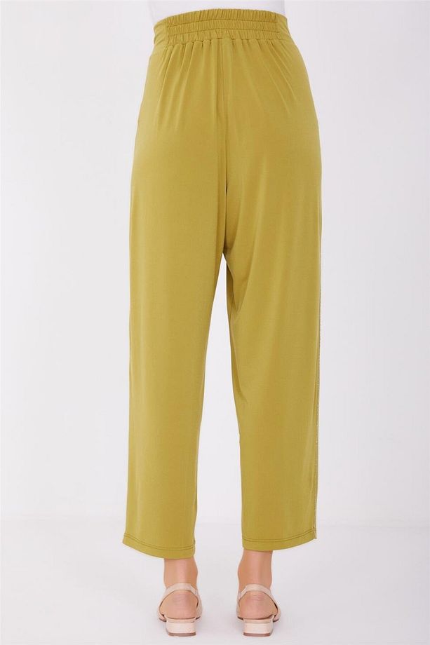 Zincir Şeritli Örme Pantolon 23y2406 Fıstık - 4