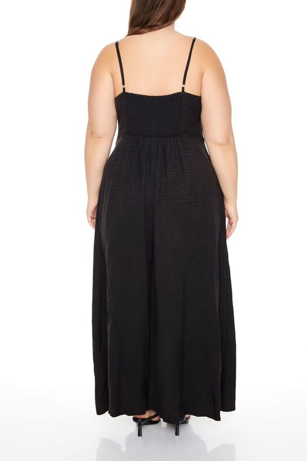 Plus Size Saten Cami Maxi Elbise - 4