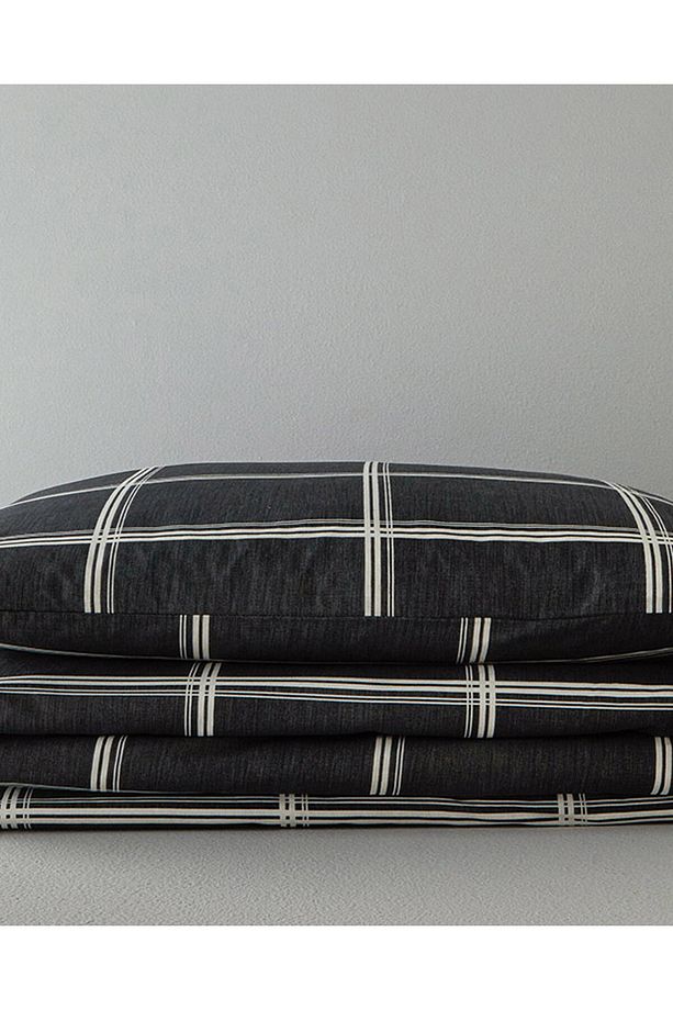 Glen Check Kolay Ütülenir Tek Kişilik Nevresim Seti 160x220 Cm Antrasit - 5
