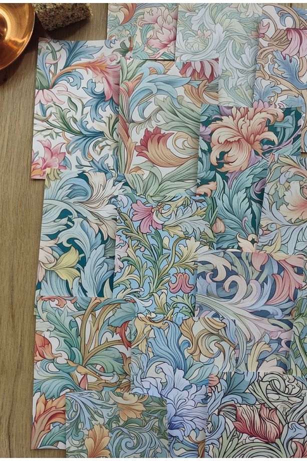 15 Adet Şal Desen Scrapbook Kağıt Seti Bullet Journal Dekupaj Kağıdı - 4