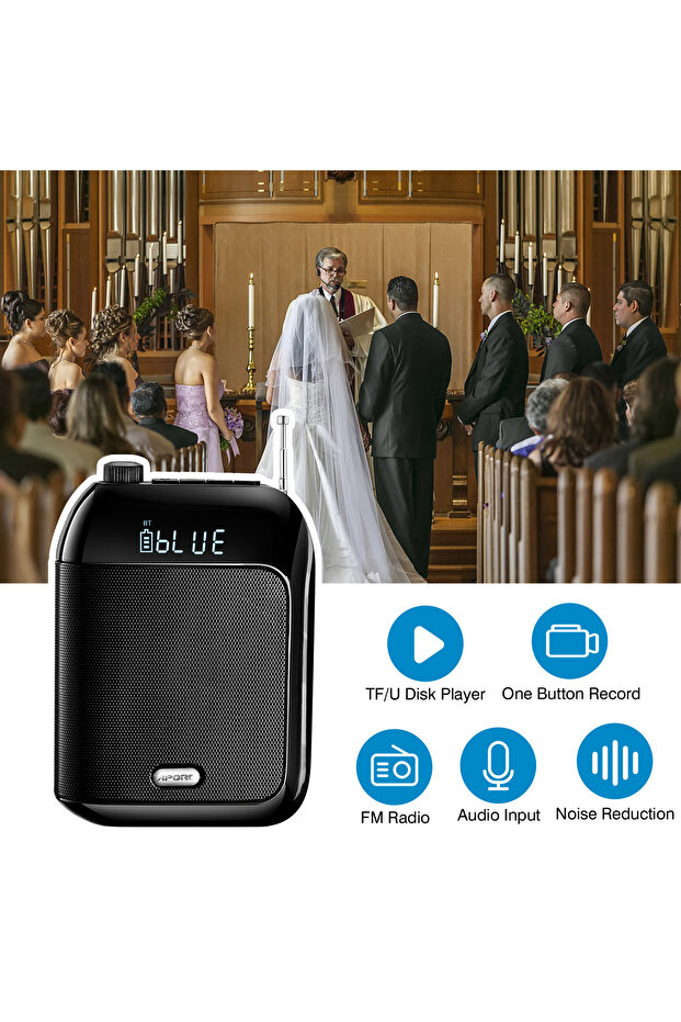 Bluetooth UHF Wireless Voice Amplifier Portable For Teaching Lecture Tour Guide Promotion U-Disk ... - 6