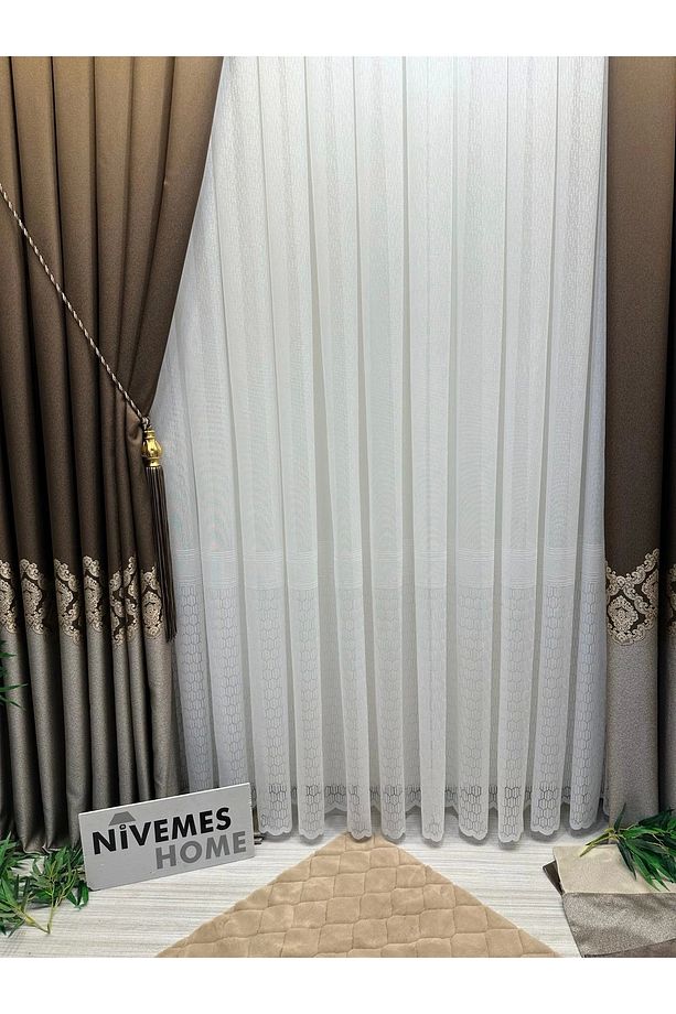Nivemeshome Parla Fj631698 V-26031 Kahve 1/3 Sık Pileli Fon Perde Apm - 8