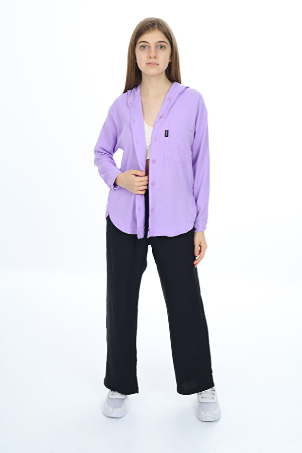 Lilac Girl's Hooded Shirt Set 17962