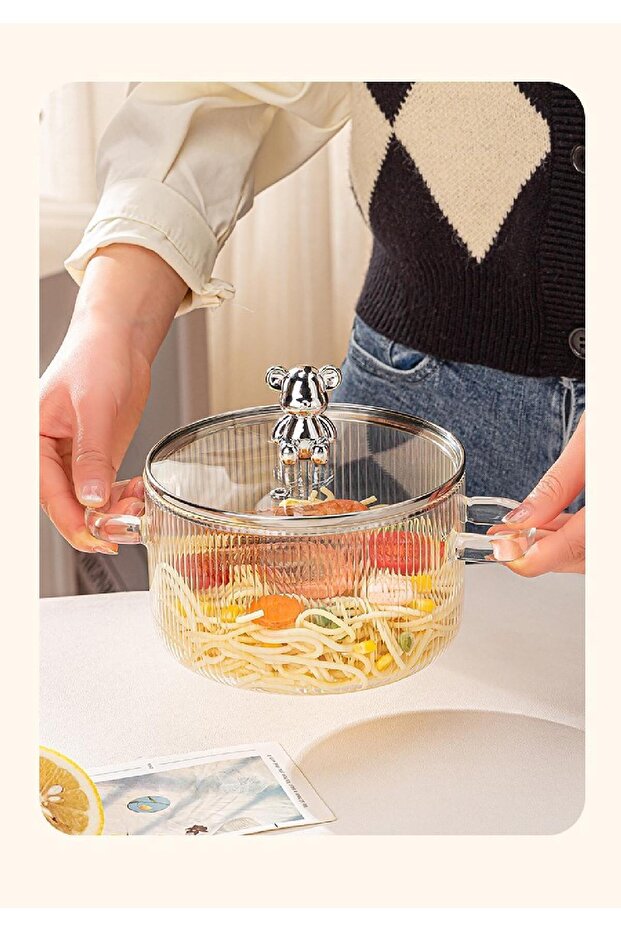 1500ml Heat Resistant Striped Borosilicate Glass Pot
