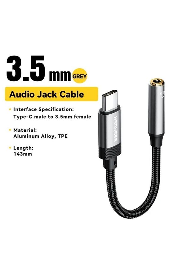 Type-c To 3.5mm Jack Aux Kulaklık Çevirici Dönüştürücü Hi-fi Ses Dac Çip Hasır Örgülü Sağlam Kablo - 6
