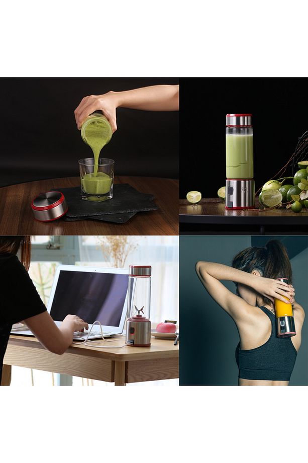 450 Ml Taşınabilir Metal Kişişel Blender Shake'n Smoothies Blender Keskin Bıçaklı - 7