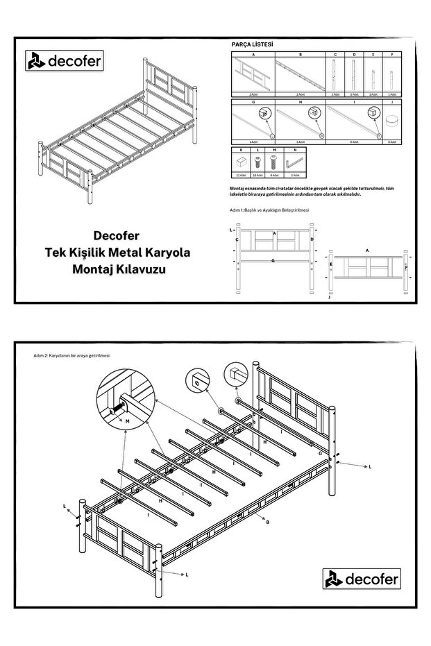 Karma Tek Kişilik Siyah Metal Karyola - 5