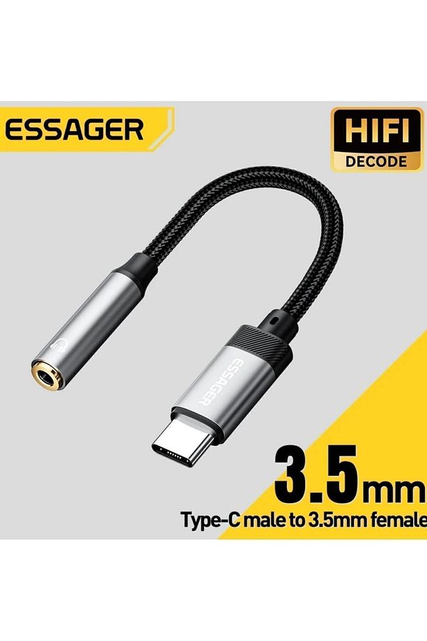 Type-c To 3.5mm Jack Aux Kulaklık Çevirici Dönüştürücü Hi-fi Ses Dac Çip Hasır Örgülü Sağlam Kablo - 1