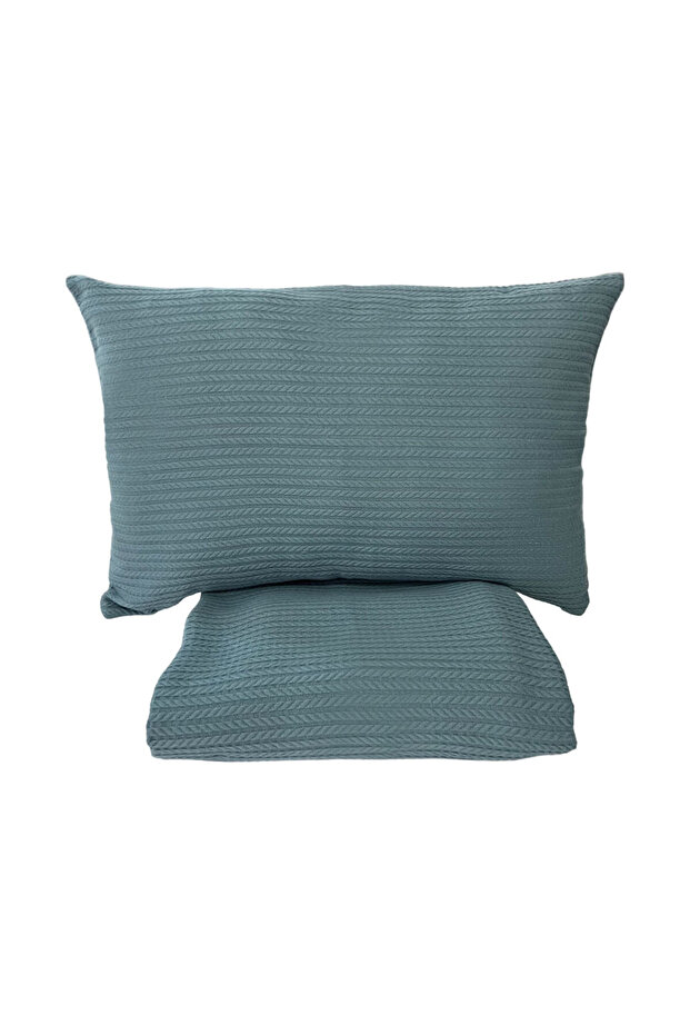 Pike Takımı Tek Kişilik Örgü Desen-Indigo Mavi - 3