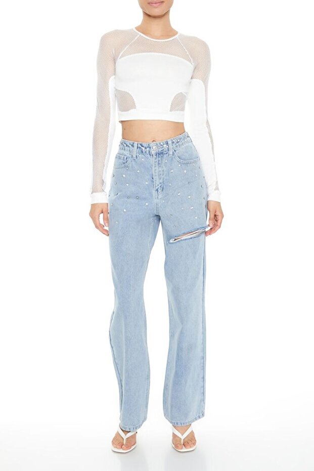 File Detaylı Crop Top - 4