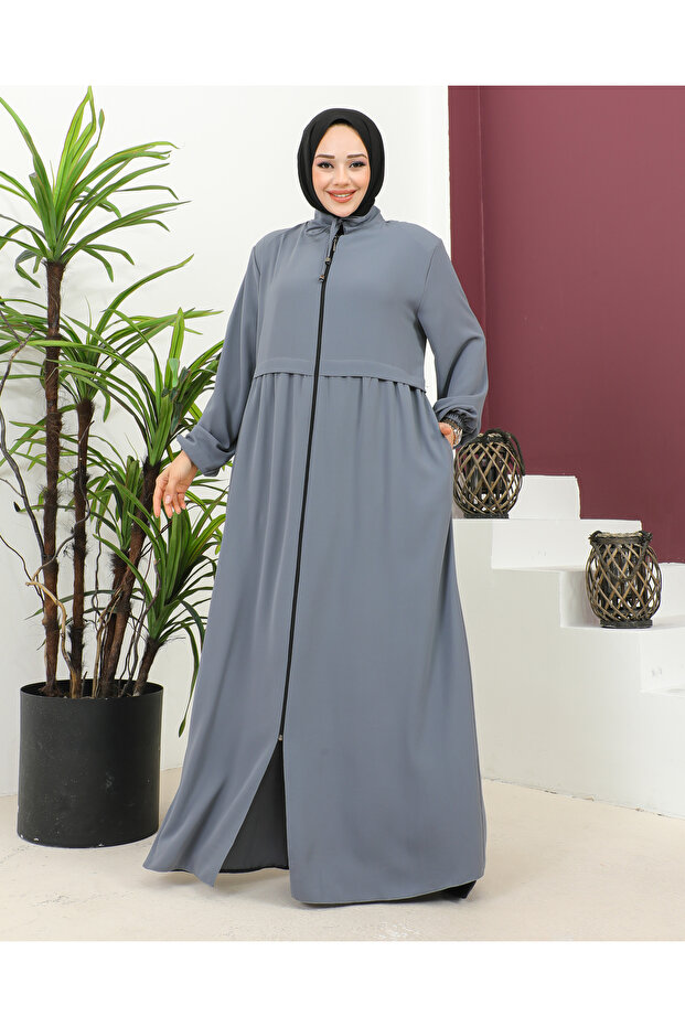 Large Size Crepe Robe - Gray