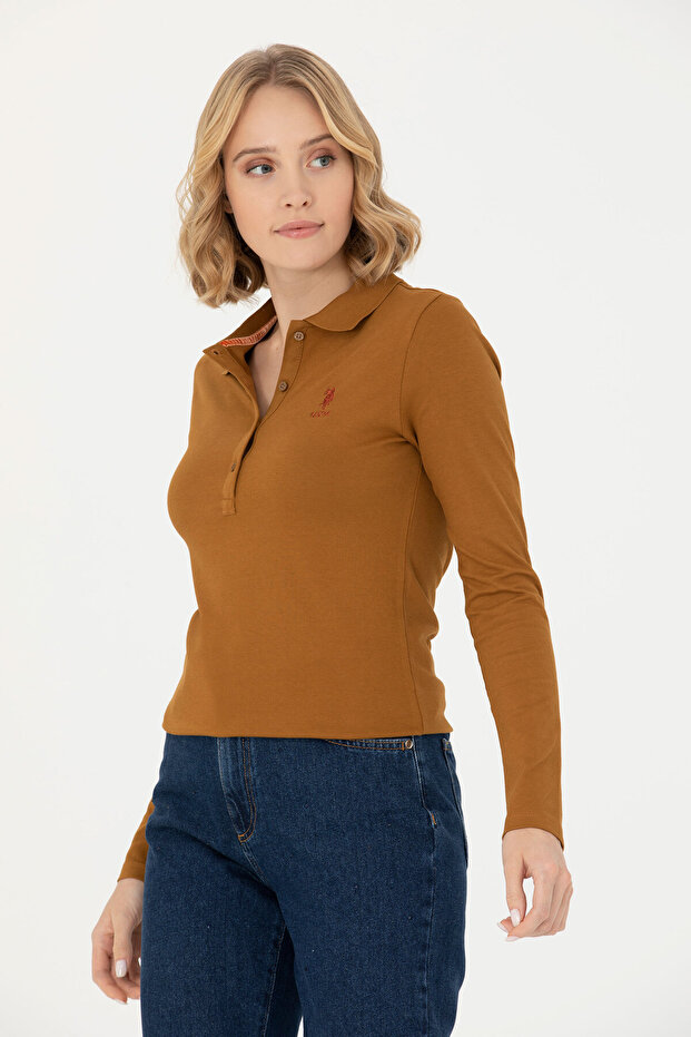 Women's Coconut Basic Polo Collar Sweatshirt 50271573 -Vr153