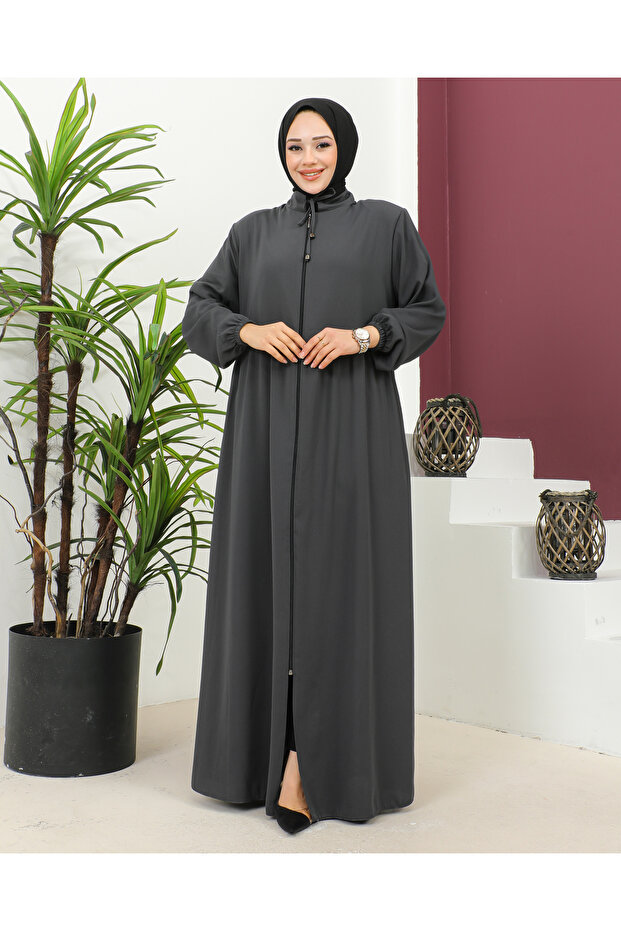Plus Size Crepe Ferace -Anthracite