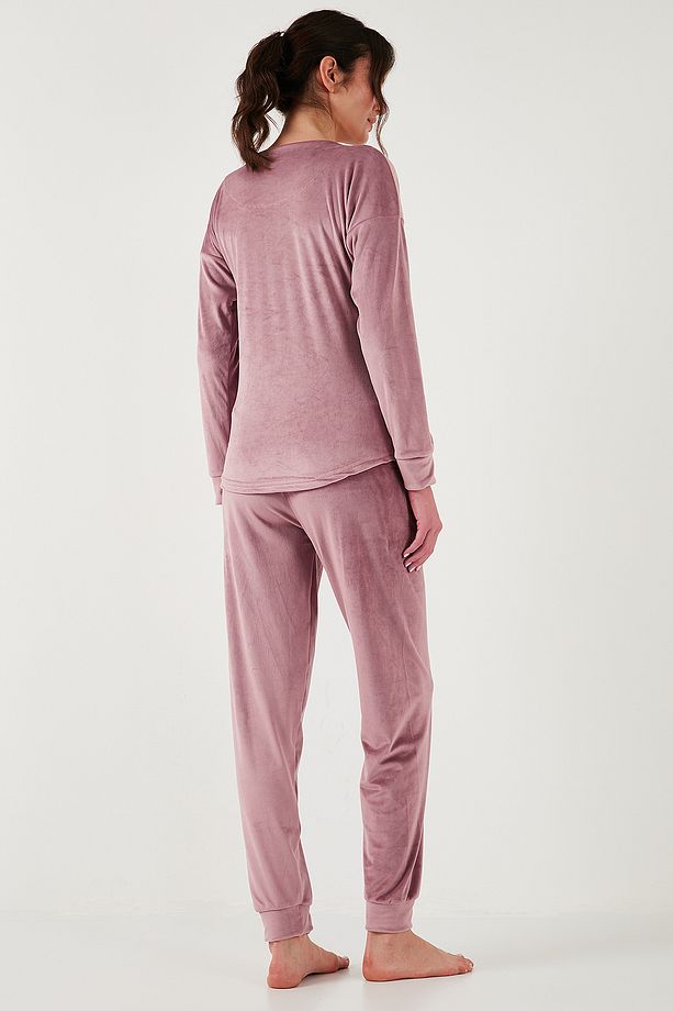 Regular Fit Yumuşak Dokulu Kadife Pijama Takımı Pijama Takımı 6094200w4 - 8