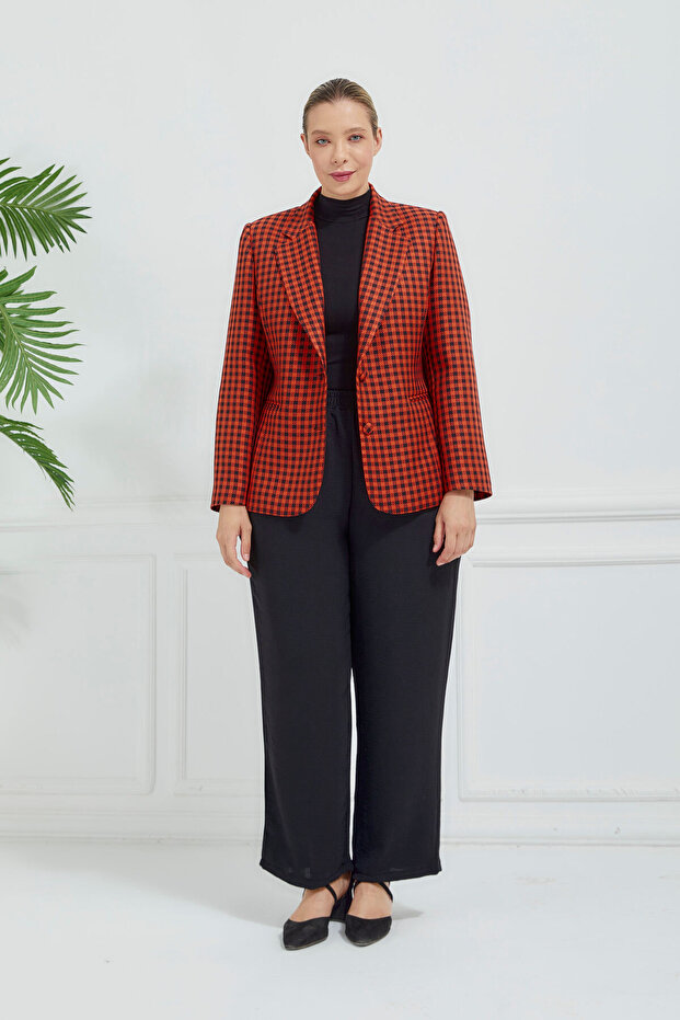 Women's Plaid Double Button Classic Jacket