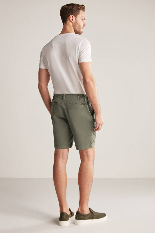 Beli Lastikli Haki Şort - 6