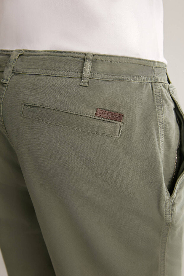 Beli Lastikli Haki Şort - 8