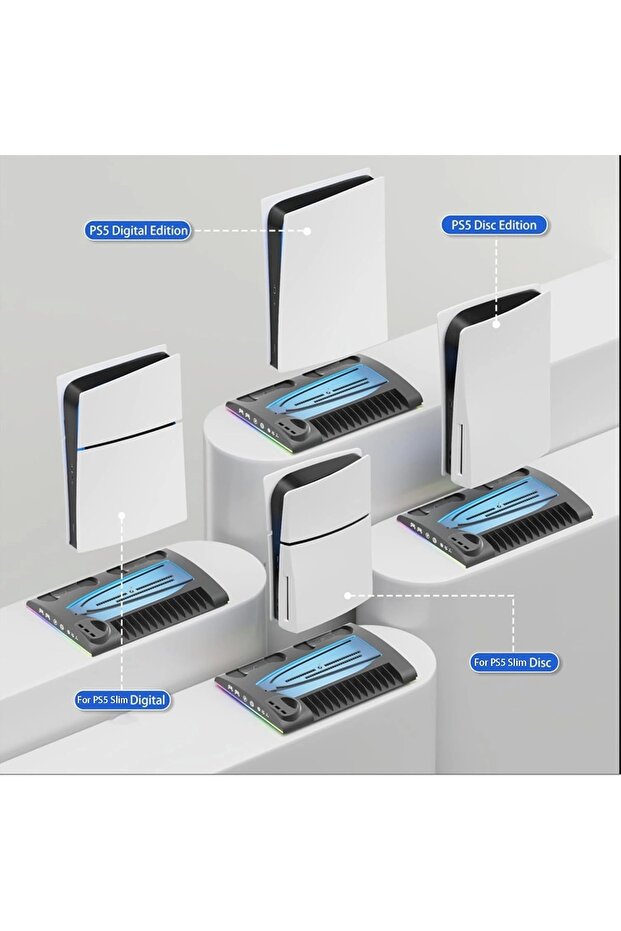 PS5 Slim Fanlı RGB Stand Şarj Dock Playstation 5 Slim TP5-3570 - 9