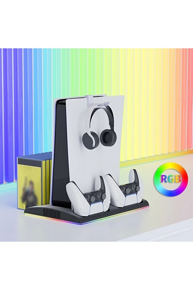 PS5 Slim Fanlı RGB Stand Şarj Dock Playstation 5 Slim TP5-3570 - 6