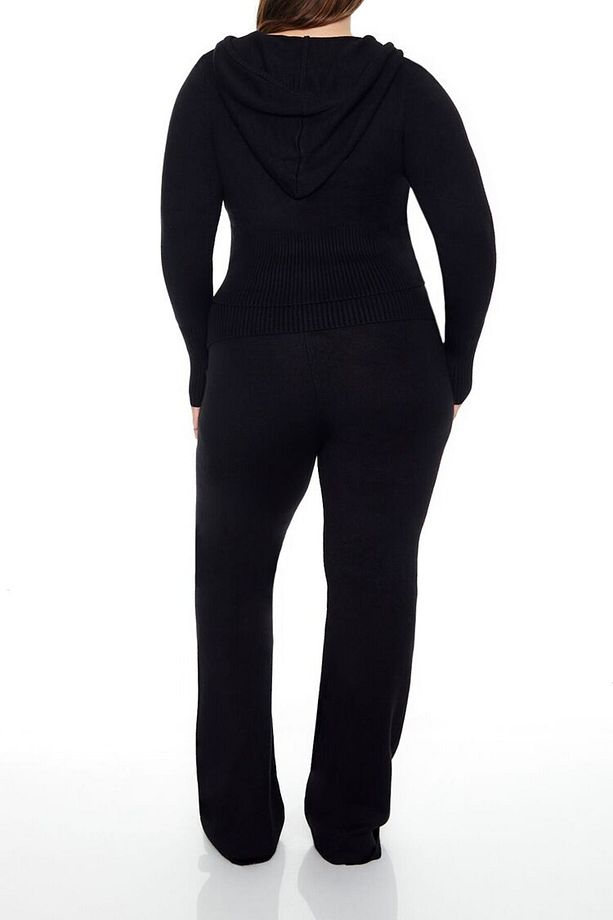 Plus Size Yüksek Bel Örgü Pantolon - 4