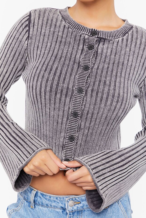 Fitilli Örme Crop Hırka - 3
