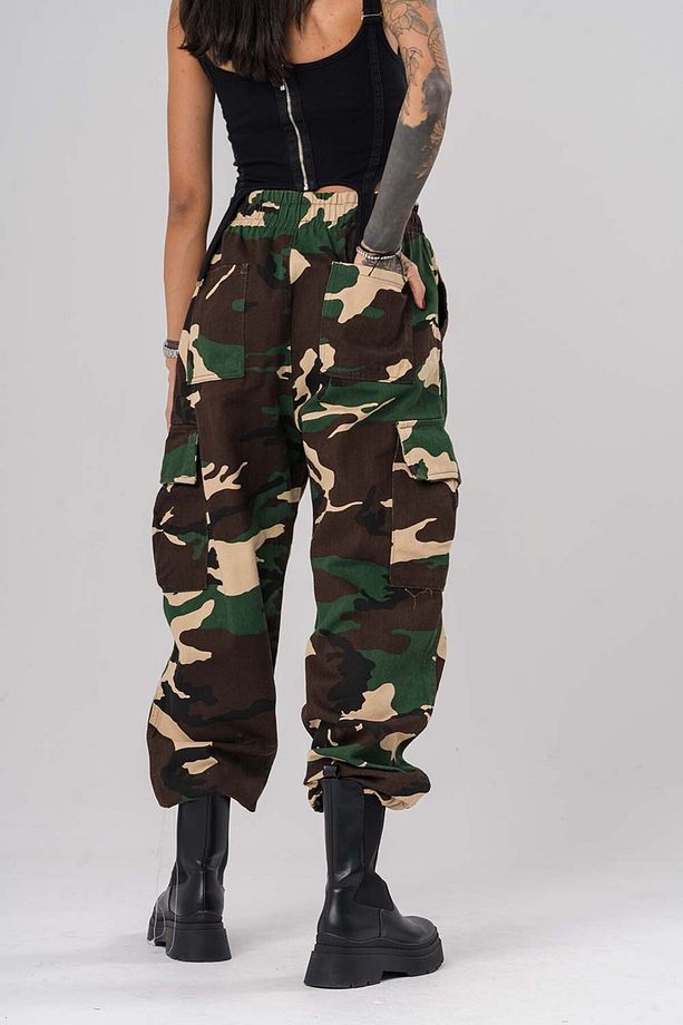 Hunter Kargo Cep ve Paça Ayarlı Kamuflaj Gabardin Pantolon - 3