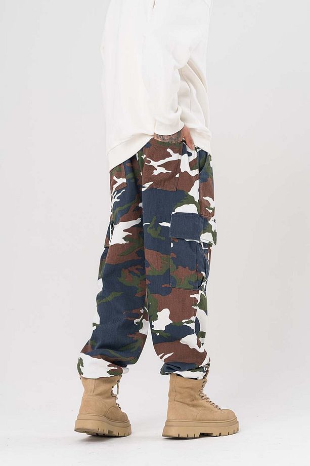 Hunter Kargo Cep ve Paça Ayarlı Kamuflaj Gabardin Pantolon - 8