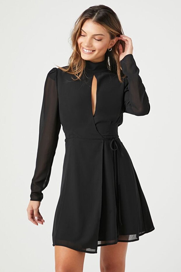 Şifon Göğüs Dekolteli Elbise - 2