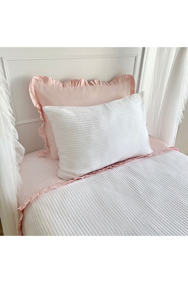 Pike Takımı Tek Kişilik Örgü Desen-Beyaz - 2