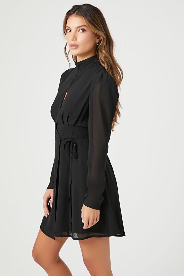 Şifon Göğüs Dekolteli Elbise - 4