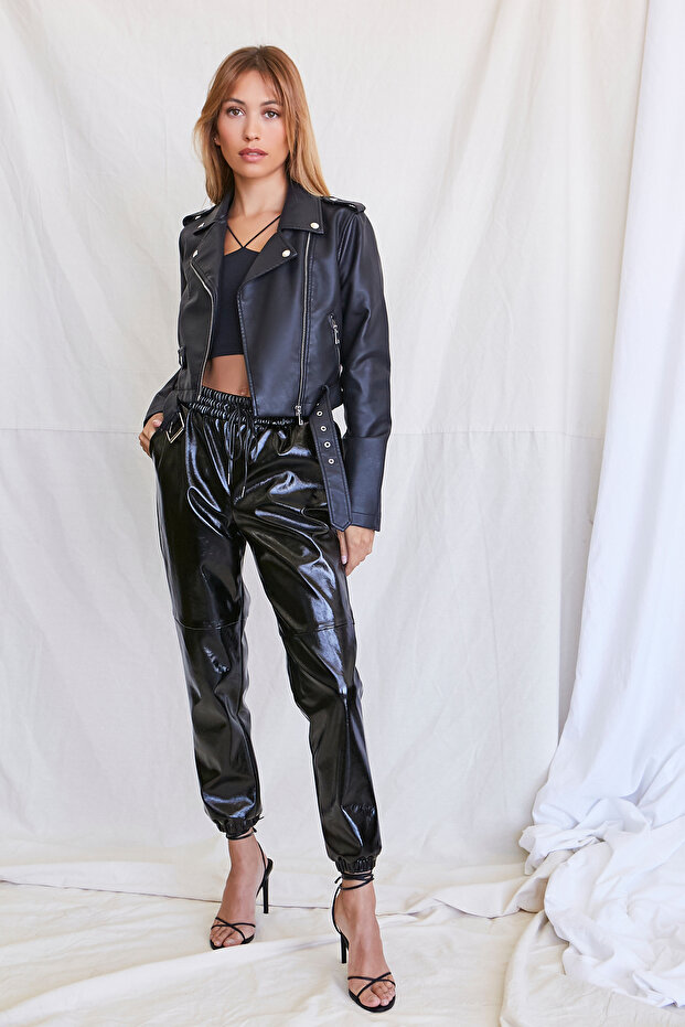 Suni Deri Crop Ceket - 1